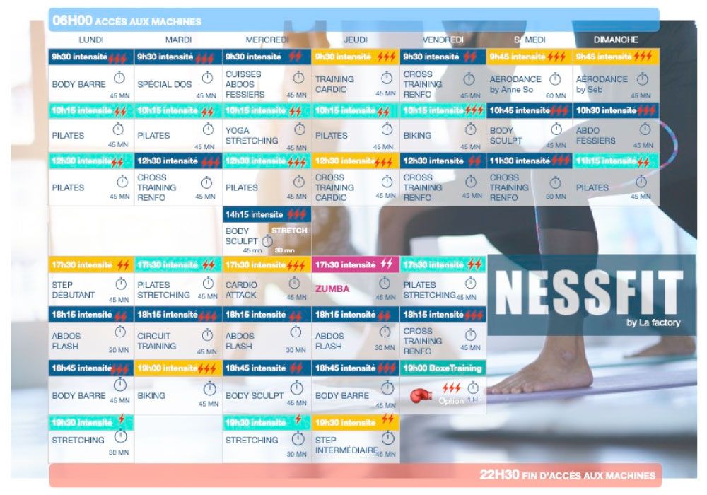 Planning des cours collectifs NessFit