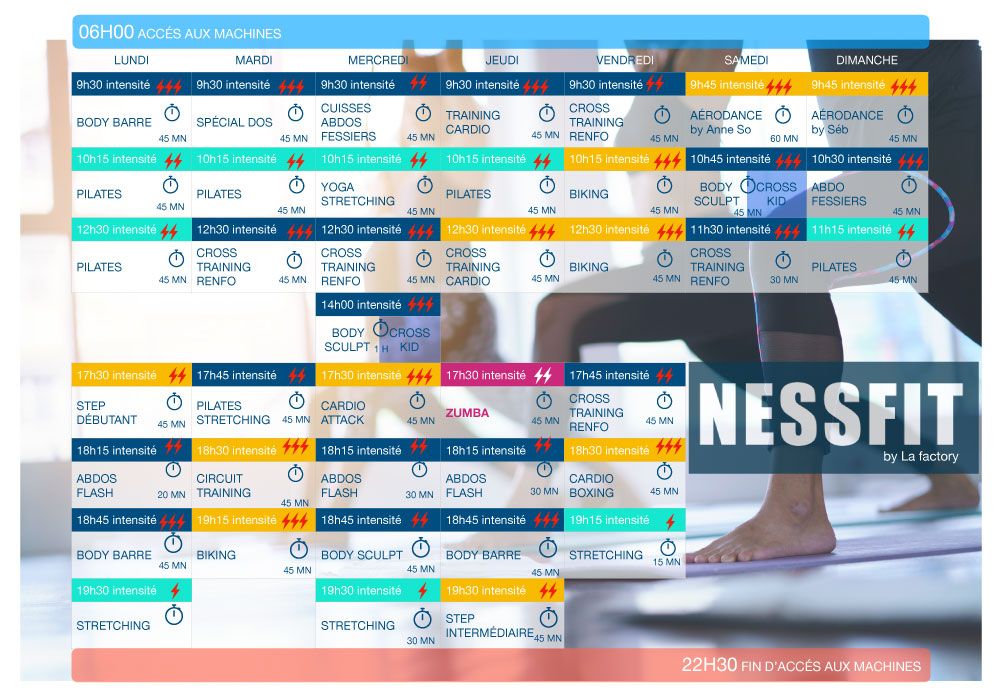 Planning des cours collectifs NessFit